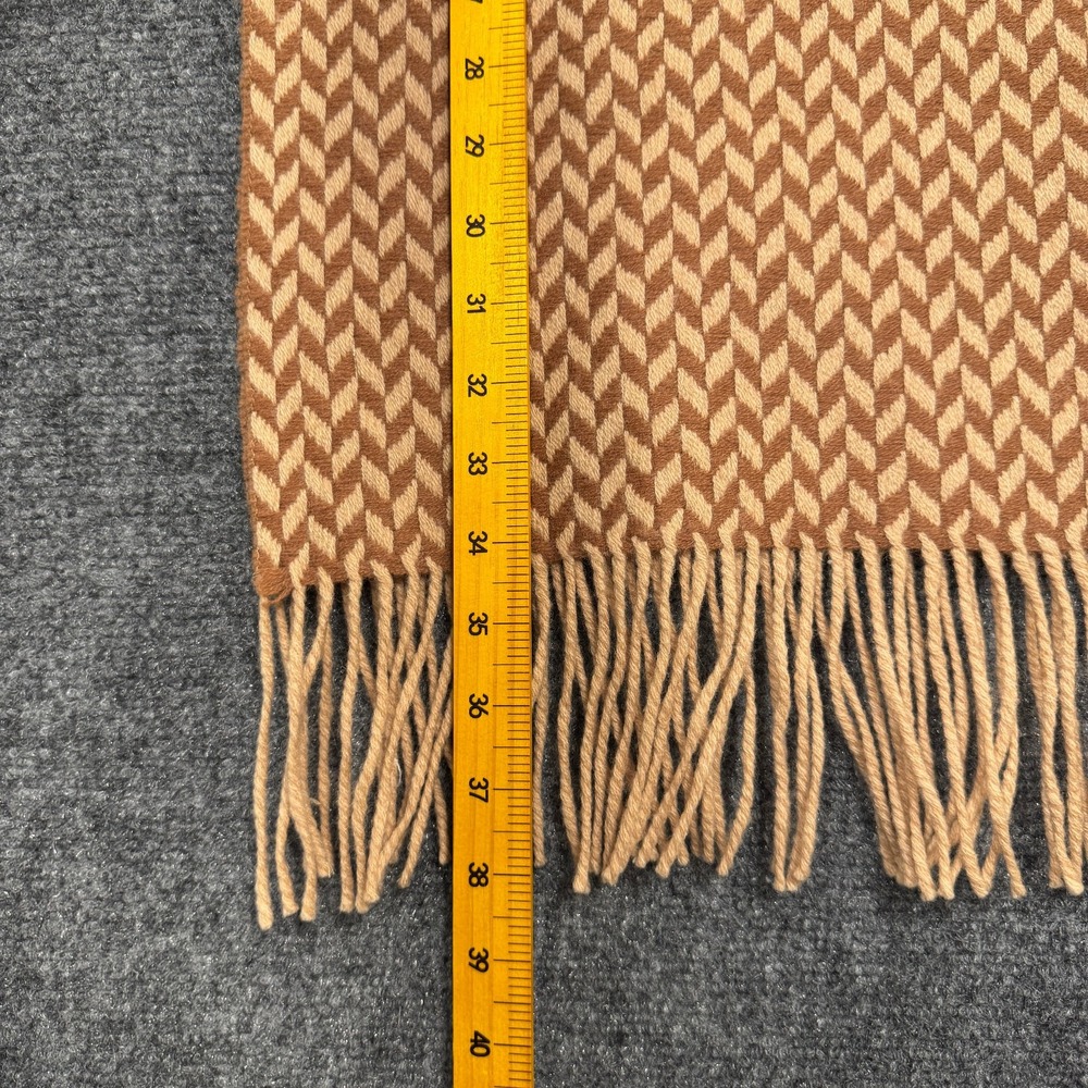 Jennifer Sun 100% Merino Wool Wrap Shawl Scarf Color Brown Camel Chevron 76 in - Picture 6 of 7